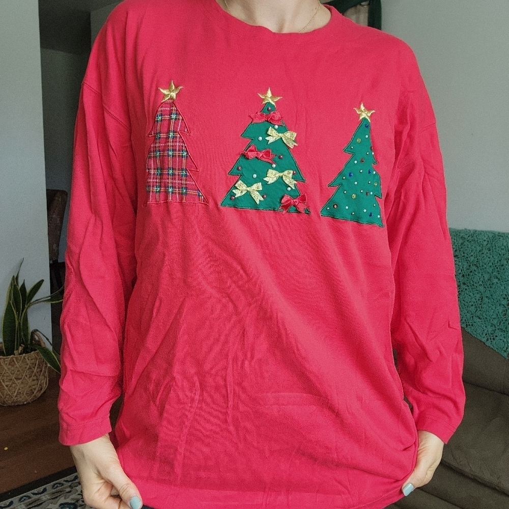 1995 Christmas Tree Long Sleeve Tee Size XL